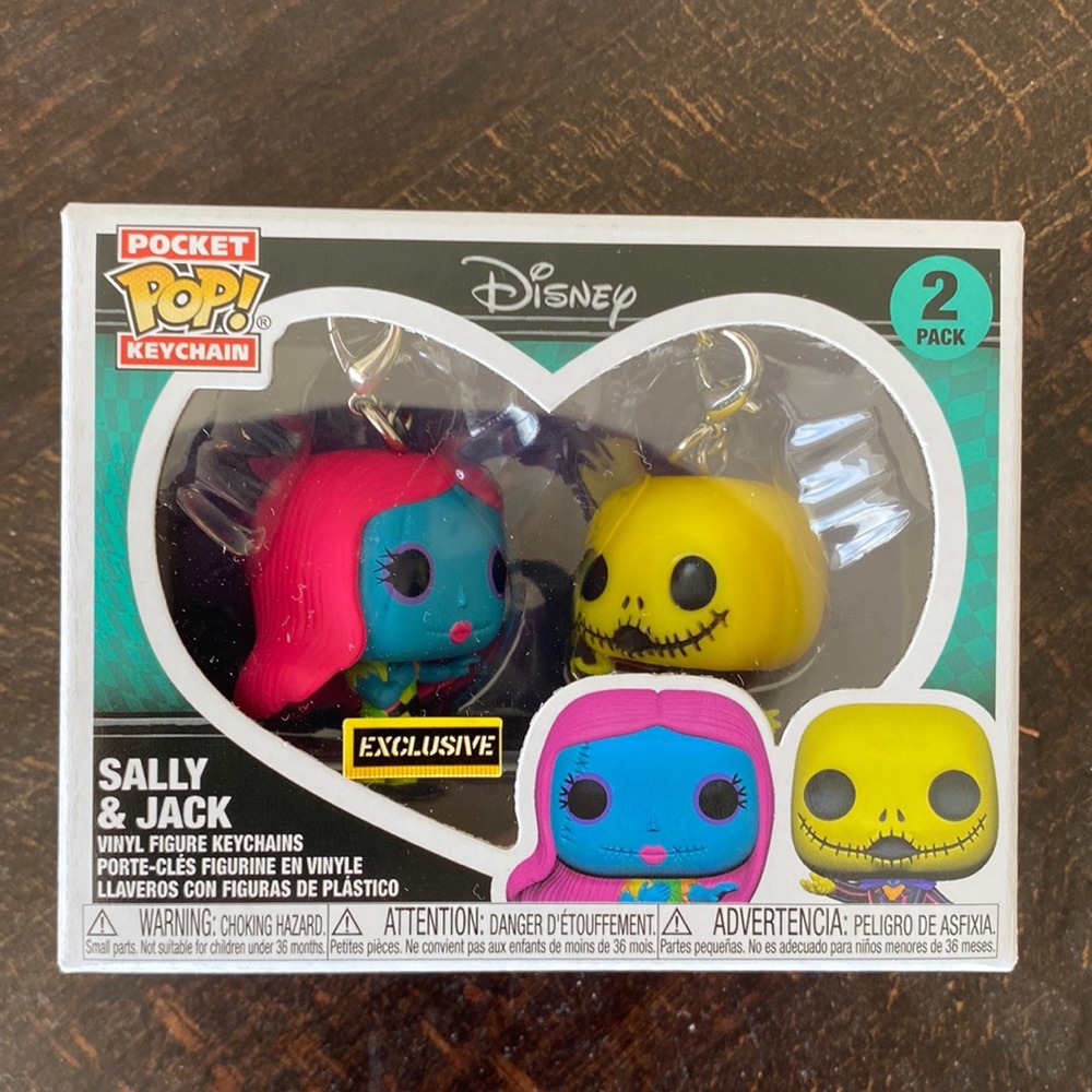 Nightmare Before Christmas Sally & Jack Blacklight Funko Keychain